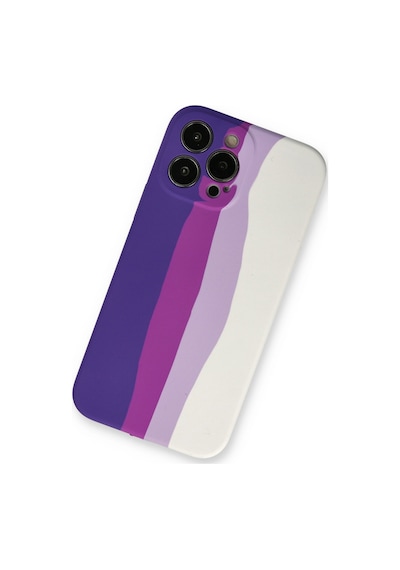 Apple iPhone  Uyumlu  13 Pro Kılıf Ebruli Lansman Silikon - Mor-beyaz