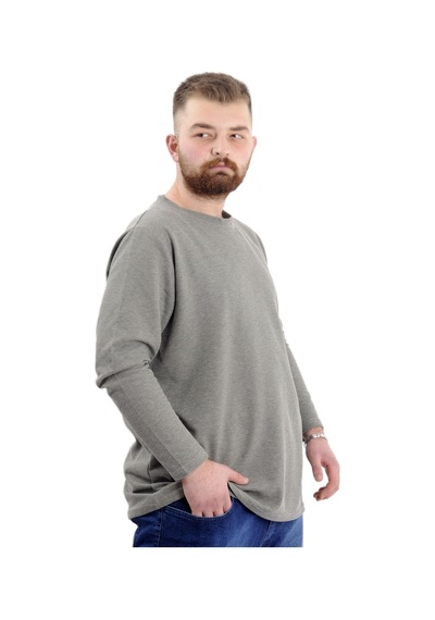 Mode Xl Büyük Beden Erkek Sweatshirt Bisiklet Yaka Uzun Kol Waffle 23460 Haki Haki