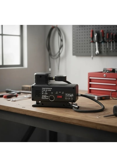 Bay 250 Psı Oto Hava Kompresörü - 220v Ve 12v Uyumlu Yol Yardım Lastik Şişirme Pompası Najmaddin Standart