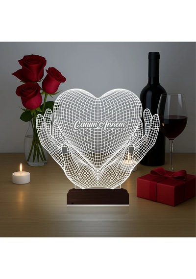Luvivia Kalp Sevgiliye Hediye Kişiye Özel 3d Lamba - Masa Gece Lambası V5