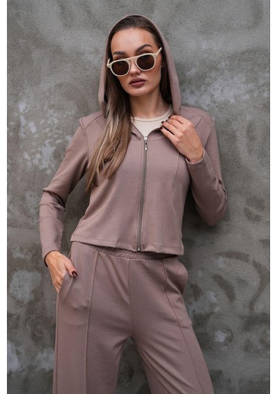 Elaxi Modal Kumaş Slim Fit Kapüşonlu İkili Takım VİZON