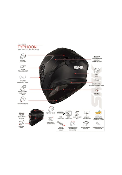 Smk Typhoon Reptile Kapalı Kask Gl267