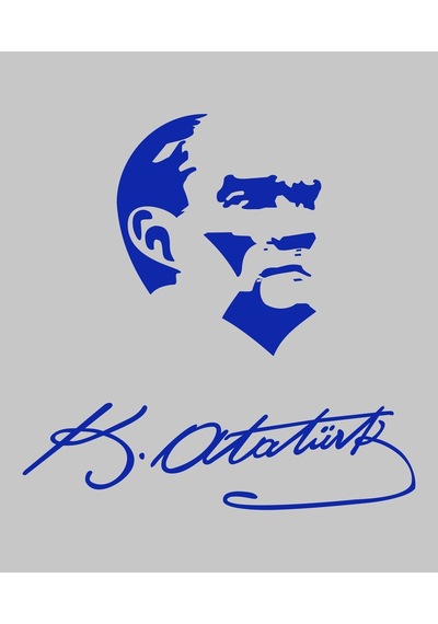 Atatürk Ve Imza Dekoratif Duvar Sticker. (38X38 Cm)