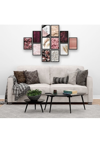 12 Parça Çerçeve Görünümlü Mdf Tablo Seti