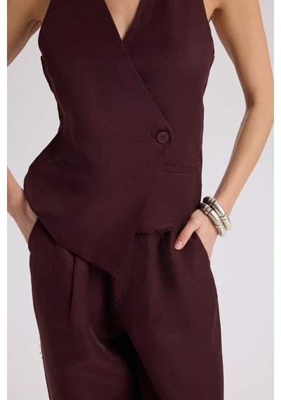 Mai Collection Mai Studios Co. Nagmetah Sırt Pencereli Bordo Yelek Pantolon Takım Bordo