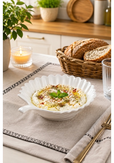 Porsima 1747n Porselen Kase Yaprak Desenli Derin Salata Kase 15cm