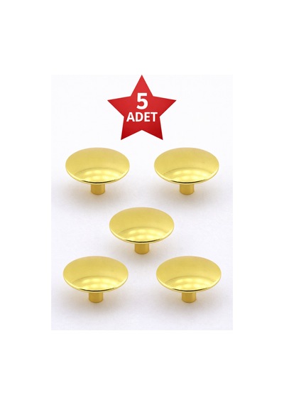 Metal Gold Altın Yuvarlak Düğme Mobilya Çekmece Düğme Kulp 5 Adet Altın Altın