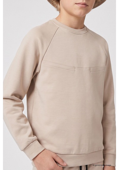 TOMMYLIFE Bej Standart Fit Basic Dikiş Detaylı Erkek Çocuk Eşofman Takım - 11325 TOMMYLIFE Bej Standart Fit Basic Dikiş Detaylı Erkek Çocuk Eşofman Takım - 11325