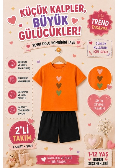 Overmax Sevimli Kalpler Baskılı Çocuk Takım Tişört & Şort 2 Li Kombin 1-12 Yaş Trend Yazlık Takım Turuncu - 882765983 Turuncu Overmax Sevimli Kalpler Baskılı Çocuk Takım Tişört & Şort 2 Li Kombin 1-12 Yaş Trend Yazlık Takım Turuncu - 882765983 Turuncu