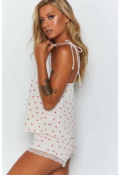Merry See Dantel Işlemeli Kalpli Şortlu Pijama Takım
