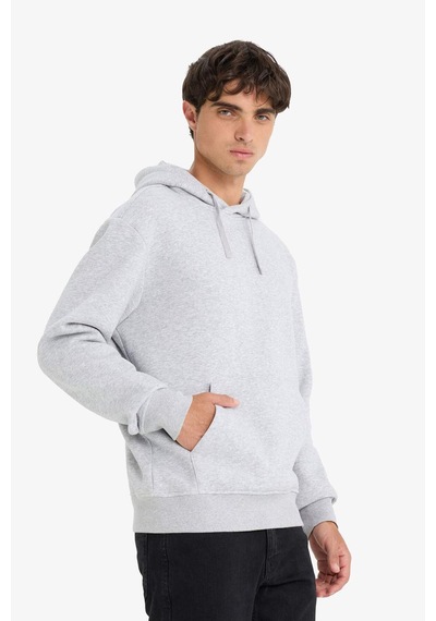 Defacto Kapüşonlu İçi Yumuşak Tüylü Kanguru Cepli Gri Erkek Sweatshirt X8283az/gr389 Gri