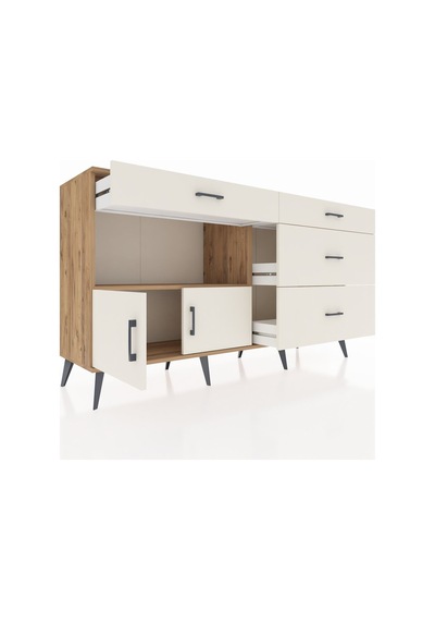 Hyperion Konsol Tek Raflı 4 Çekmeceli 2 Kapaklı 176x44x99 Çam-ayt Çam-aytaşı