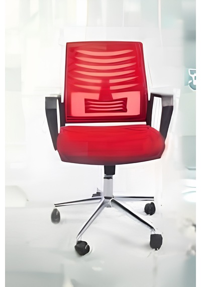 Ergonomik Ofis Sandalyesi Ayarlanabilir Yükseklik Döner Koltuk Rahat Çalışma Koltuğu Kırmızı