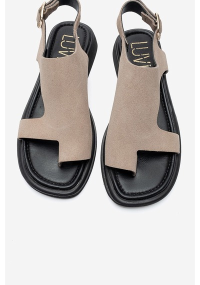 Luvishoes Burley Vizon Süet Hakiki Deri Parmak Arası Kadın Sandalet