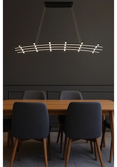 Soop Izgara Led Avize Sarkıt Avize 120x40 Cm 108 Watt Siyah