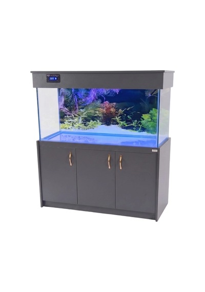 Kanki Pet 150x50x60 Cm 450 Lt Antrasit Gri Mdf Mobilyalı Dijital Göstergeli Akvaryum