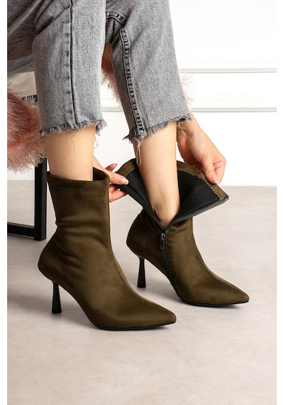 Dabab Shoes Marya Kadın Haki Streç Lüks Süet Sivri Burun Sıcak Astarlı Fermuarlı 7 Cm İnce Topuklu Bot Bootie Dabab Shoes Marya Kadın Haki Streç Lüks Süet Sivri Burun Sıcak Astarlı Fermuarlı 7 Cm İnce Topuklu Bot Bootie