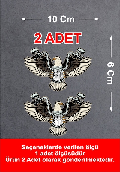Chopper Motosiklet Kartal Sticker - Araba Oto Motosiklet Cam Sticker - 02141 10X6 Cm
