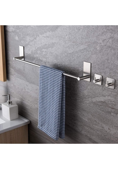 Zift Unique Paslanmaz Çelik Havluluk & 2 Adet Bornoz Askısı - 45cm Havluluk,havlu Askısı Takım,düzenleyici Askı Diğer