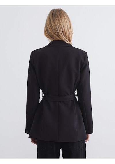 Lcw Vision Siyah Beli Kemerli Kadın Blazer Ceket