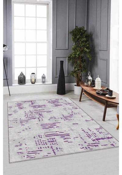 Mor Vintage Kaymaz Tabanlı Makinede Yıkanabilir Halı Dr004n11