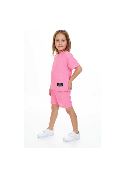 My Kids Wear Bisiklet Yaka Şortlu Kız Çocuk Şortlu Takım Pembe