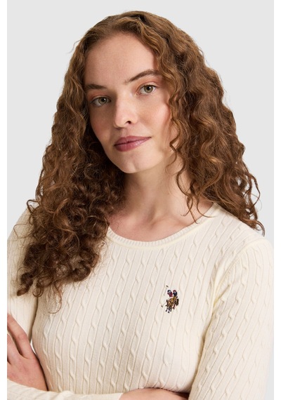 U.S. Polo Assn. Kadın Beyaz Basic Kazak 50331602 Vr265 Fıldısı