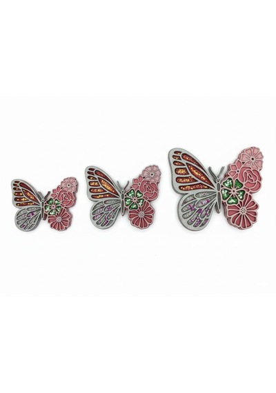 3'lü Dekoratif Gümüş Pembe Duvar Süsü Seti 14cm.12.30cmx11cm.9.30cmx10cm.8cn