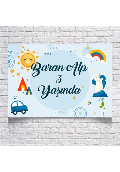 Mavi Oyuncak Temalı Doğum Günü Afişi 50x70 Cm