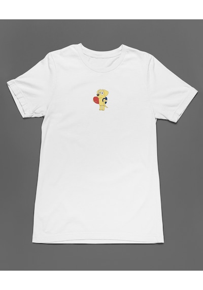 Bumeta Bluey Sevimli Köpek Kardeşler Lucky Unisex Tişört T-shirt Beyaz