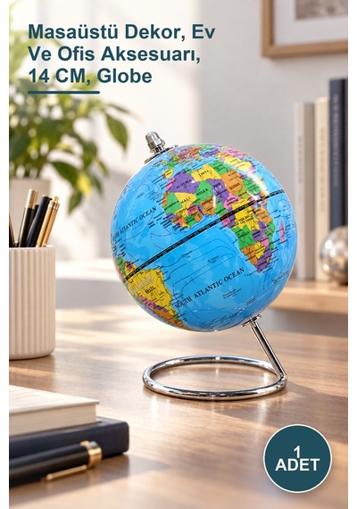 1 Adet Dekoratif Masaüstü Dünya Küre Masaüstü Dekor, Ev Ve Ofis Aksesuarı, 14 Cm, Globe