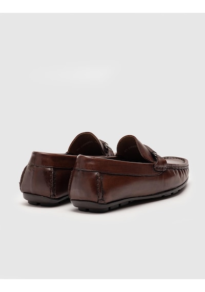 Hakiki Deri Kahverengi Erkek Loafer Kahverengi