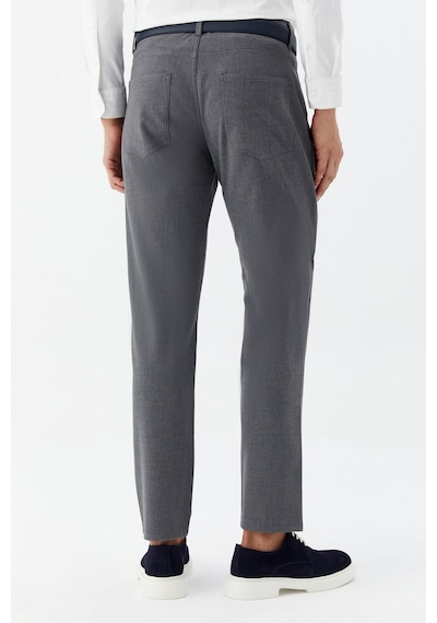 Sabri Özel Erkek Koyu Gri Dar Kesim Slim Fit Dokuma Yan Cep Jogger Pantolon