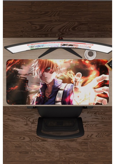 Shoto Todoroki Anime V2 - 90x40 Xxl Gaming Kauçuk Kaymaz Taban Mouse Pad Fare Altlığı