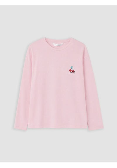 Lcw Young Pembe Kiraz Nakışlı Kadın Pijama Üst