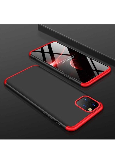 Apple Uyumlu iPhone 11 Pro Max Kılıf Zore Ays Kapak Siyah-Kırmızı