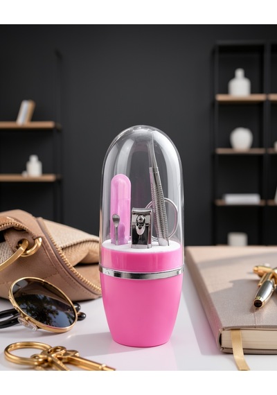 Pembe Manikür Seti Cımbız Tırnak Makası Makas Törpü
