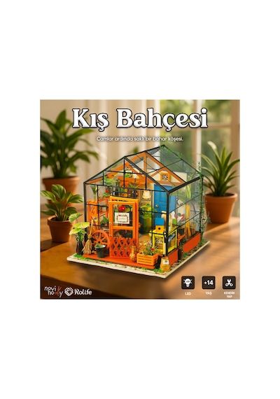 Minyatür Kış Bahçesi 3d Puzzle Ahşap Minyatür Maket Kiti Dıy Kendin Yap