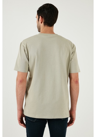 Buratti Pamuklu Relaxed Fit Sıfır Yaka Erkek T Shirt 5905446 Açık Taş
