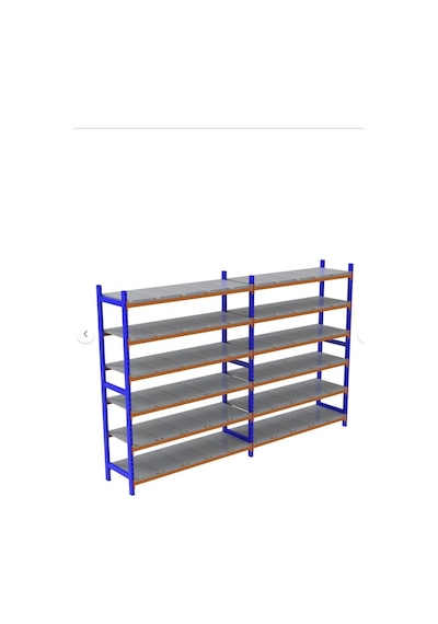 6 Katlı 2'li Duble Depo Rafı - 300-350 Kg Taşıma Kapasiteli Hafif Rack Raf 50x90x200 Cm Gri