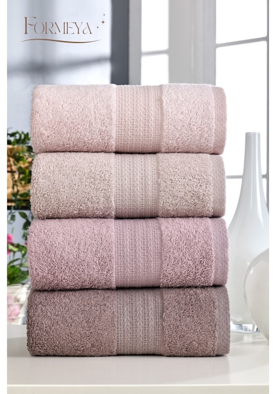 4'lü Pamuklu El Yüz Havlu Seti 50x85 Cm-4 Adet El Havlusu Seti Mürdüm