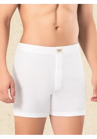 3 Adet Omera Organik Kumaş Erkek Düğmeli Boxer 2012 Beyaz