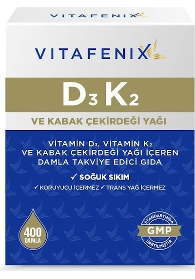 Vitafenix D3 K2 ve Kabak Çekirdeği Yağı 400 Damla