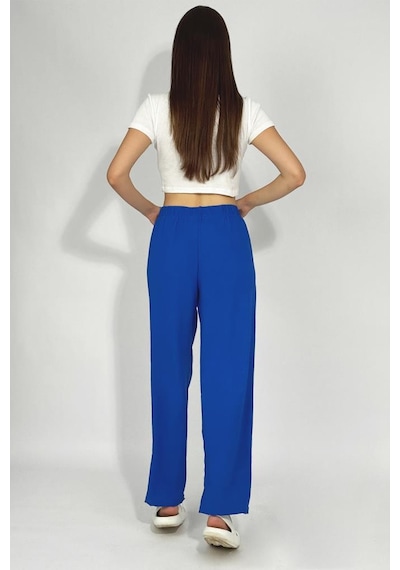 Kadın Beli Lastikli Ayrobin Eşofman Pantolon Saks Mavi