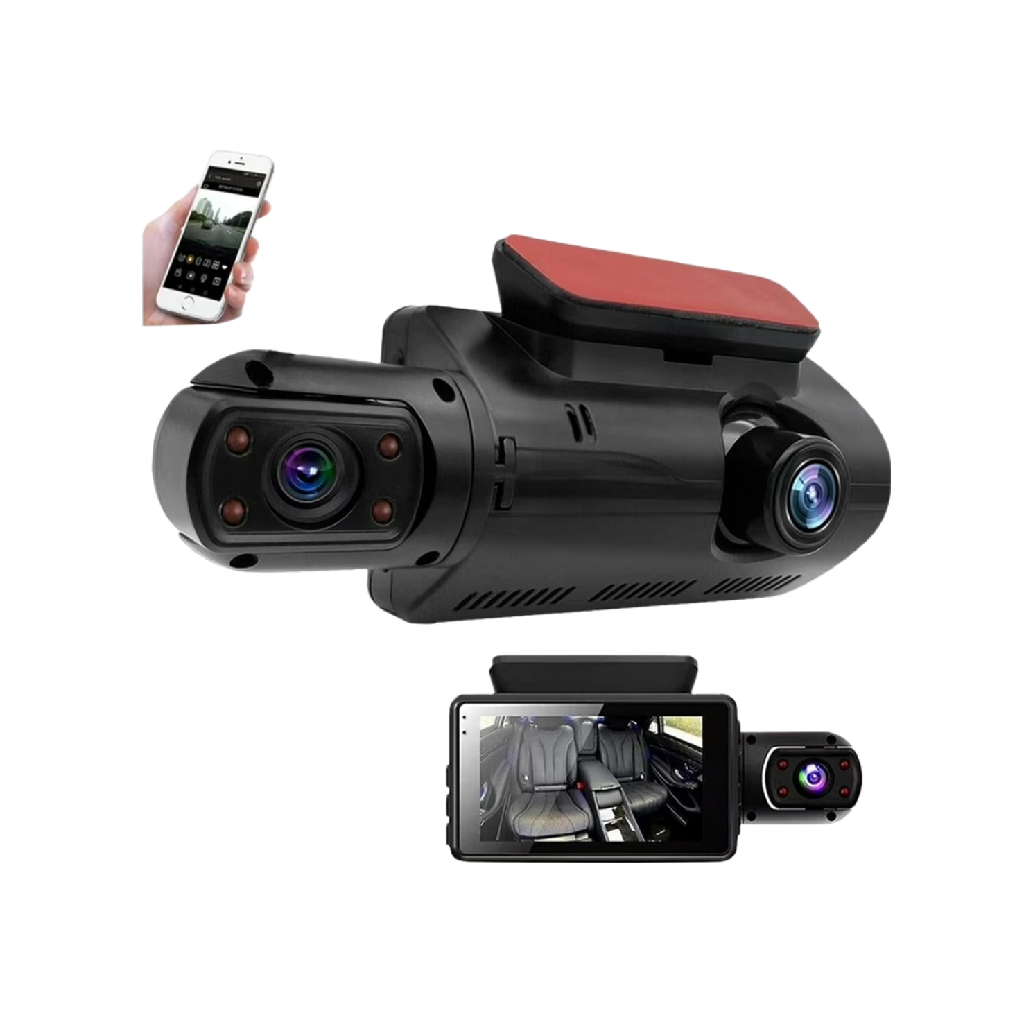 Çift Görüşlü Dashcam Gece Görüşlü 1080p Araç İçi Güvenlik Kamerası