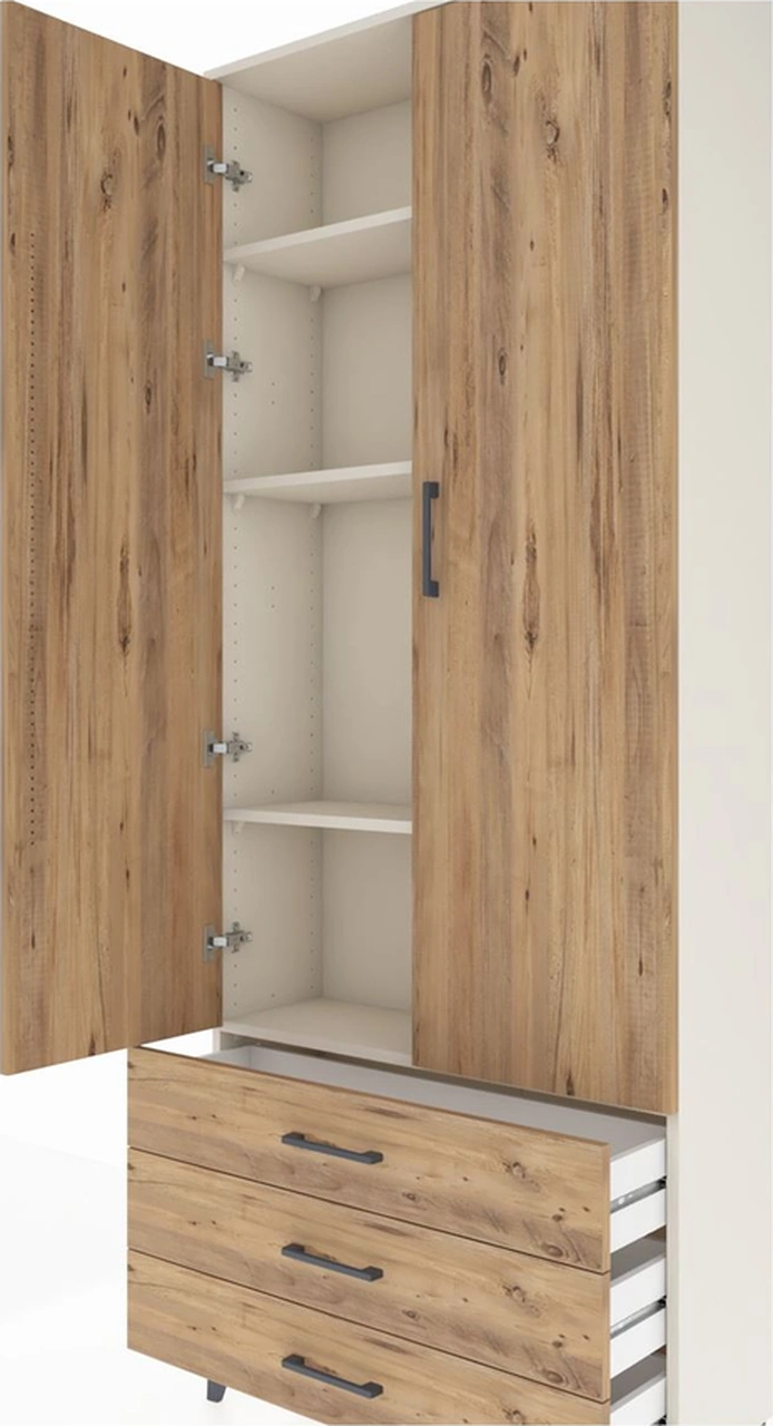 Arges Dolap 4 Raflı 3 Çekmeceli 2 Kapaklı 88x30x221 Aytaşı-çam Aytaşı