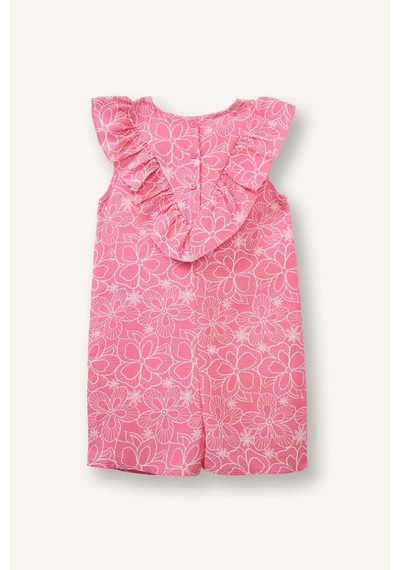 Defacto Kız Bebek Floral Keten Tulum H6017a526smpn206 Pembe-pn206