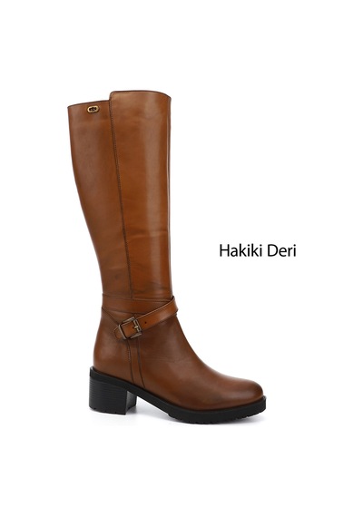 Gönderi(R) Gönderi R Kadın Taba Antik Fermuarlı Kalın Topuklu Hakiki Deri Çizme Dkzc61343575 Taba