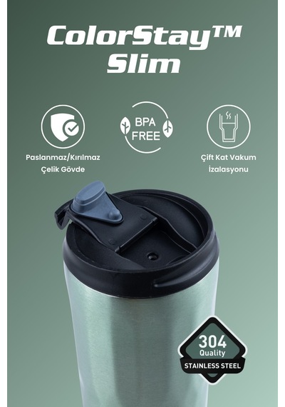 Cooker Colorstay Slim 500 Ml Paslanmaz Çelik Bardak Termos Ckr2100 Yeşil