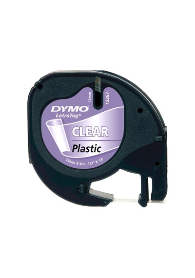 Dymo Letratag Şerit Plastik 12 Mmx4 Mt Şeffaf Üzerine Siyah 12267